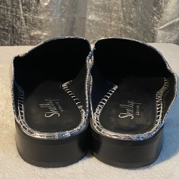Shellys London Silver Snakeprint Slipper Shoe 41 - Picture 3 of 4